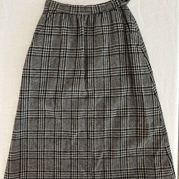 Evan-Picone Skirt Plaid SZ12 100% Wool High-Waist Pleated Union 1980s Vintage - Picture 1 of 9